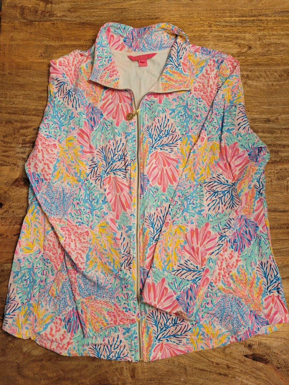 Lilly Pulitzer Pink Multicolor Coral Print Full Zip Jacket